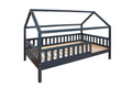 Kinderbett Hausbett "Kay" 100x200 Kiefer massiv Anthrazit Grau
