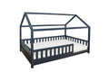 Kinderbett Hausbett "Kay" 100x200 Kiefer massiv Anthrazit Grau