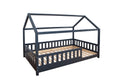 Kinderbett Hausbett "Kay" 100x200 Kiefer massiv Anthrazit Grau