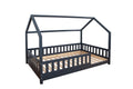 Kinderbett Hausbett "Kay" 100x200 Kiefer massiv Anthrazit Grau