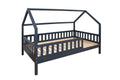 Kinderbett Hausbett "Kay" 100x200 Kiefer massiv Anthrazit Grau