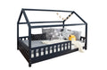 Kinderbett Hausbett "Kay" 100x200 Kiefer massiv Anthrazit Grau