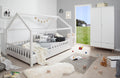 Kinderbett Hausbett "Kay" 140x200 Kiefer massiv weiß