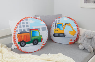 Kinder Rundkissen-Set "Oskars Baustelle"