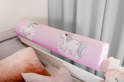 Hochbett "Einhorn Rainbow" inkl. Zubehör Kiefer massiv weiß