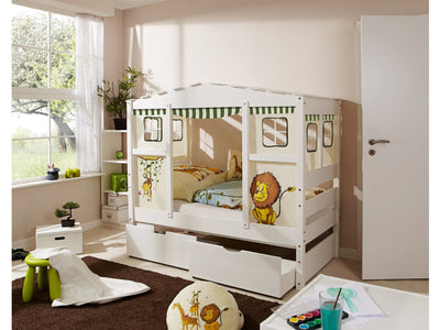 Hausbett MINI 80x160 cm komplett Set inkl. 2 Schubkästen + Matratze + Rollrost