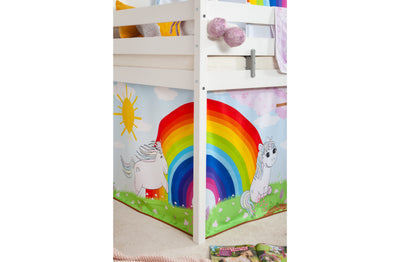 Hochbett "Einhorn Rainbow" 90x200 Kiefer massiv weiß